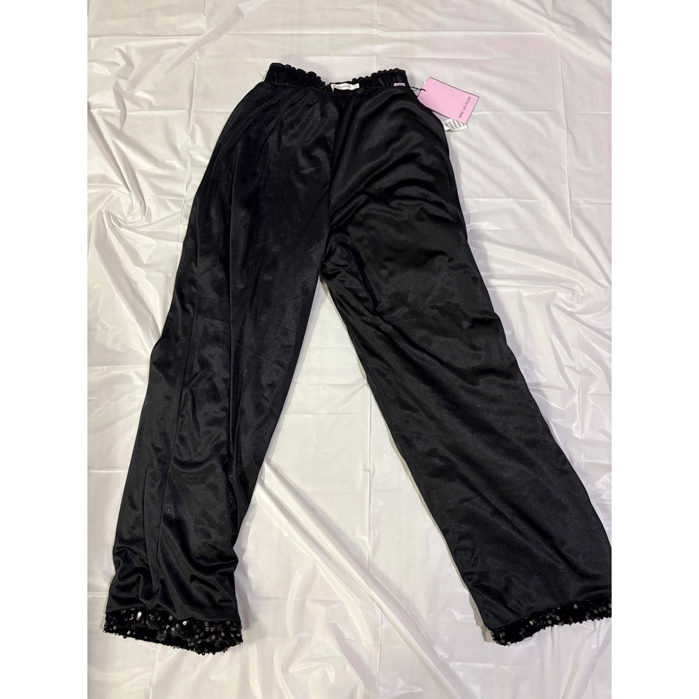 NWT Avec Les Filles Black Sequin Wide Leg Pants Women's Size XS Party Disco - Picture 8 of 10